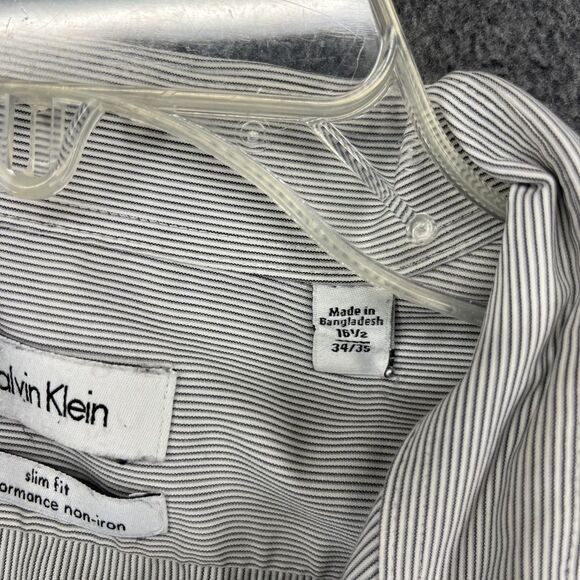 Calvin Klein Shirt Mens 16.5 34/35 Gray Slim Fit Performance Non-Iron Dress - Picture 11 of 15